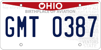 OH license plate GMT0387