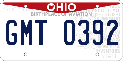 OH license plate GMT0392
