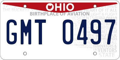 OH license plate GMT0497