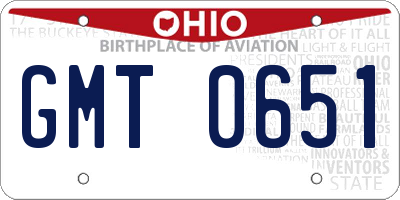OH license plate GMT0651
