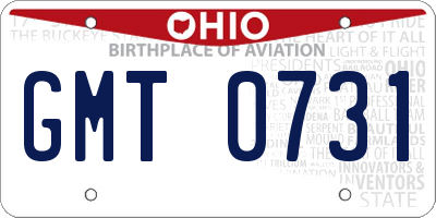 OH license plate GMT0731
