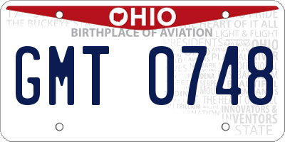 OH license plate GMT0748