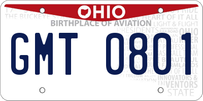OH license plate GMT0801