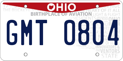 OH license plate GMT0804