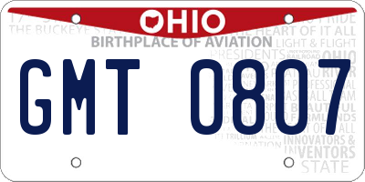 OH license plate GMT0807