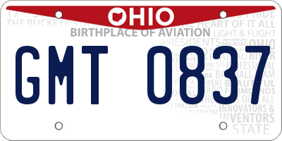 OH license plate GMT0837