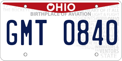 OH license plate GMT0840