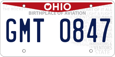 OH license plate GMT0847