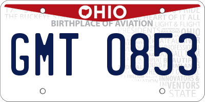 OH license plate GMT0853
