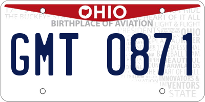OH license plate GMT0871