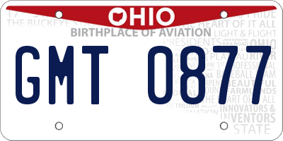 OH license plate GMT0877
