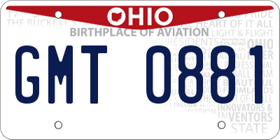 OH license plate GMT0881