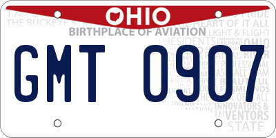 OH license plate GMT0907
