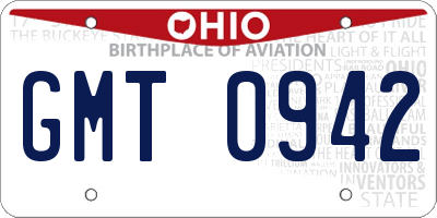 OH license plate GMT0942
