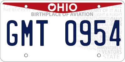 OH license plate GMT0954