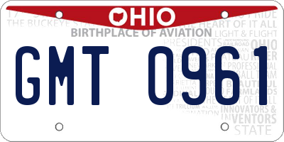 OH license plate GMT0961