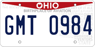 OH license plate GMT0984