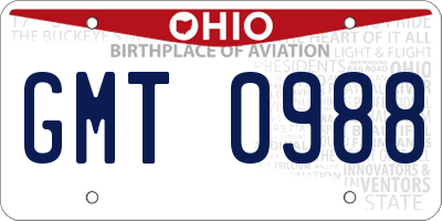 OH license plate GMT0988
