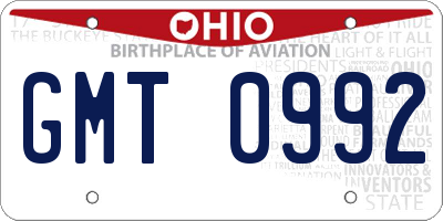 OH license plate GMT0992