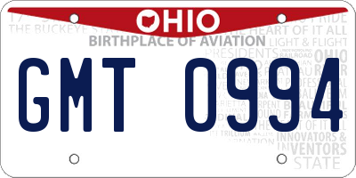 OH license plate GMT0994
