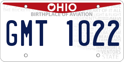 OH license plate GMT1022