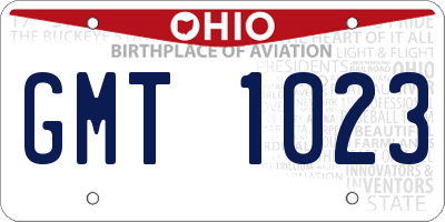 OH license plate GMT1023