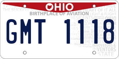 OH license plate GMT1118