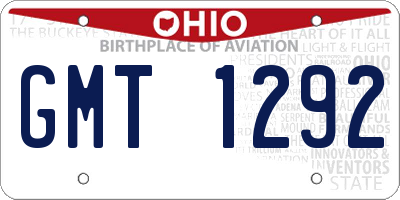 OH license plate GMT1292