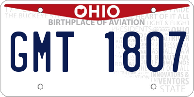 OH license plate GMT1807