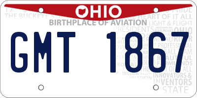 OH license plate GMT1867