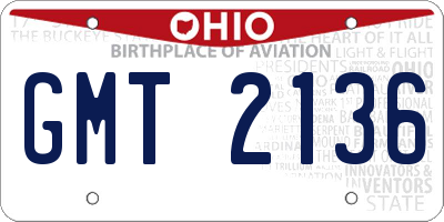 OH license plate GMT2136