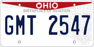 OH license plate GMT2547