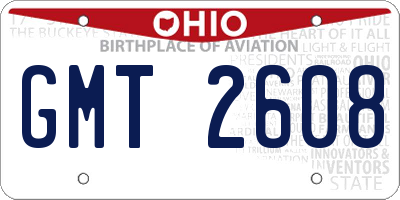 OH license plate GMT2608