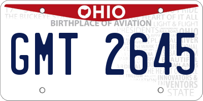 OH license plate GMT2645