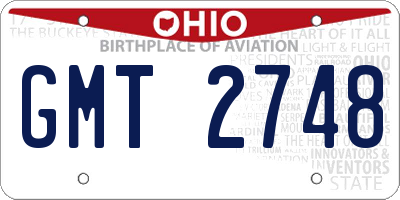OH license plate GMT2748