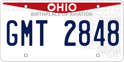 OH license plate GMT2848