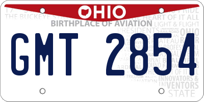OH license plate GMT2854