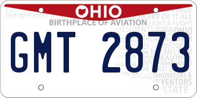 OH license plate GMT2873