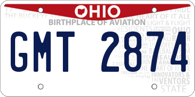 OH license plate GMT2874