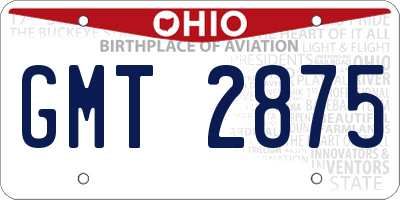 OH license plate GMT2875