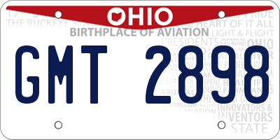 OH license plate GMT2898