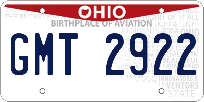OH license plate GMT2922