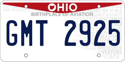 OH license plate GMT2925