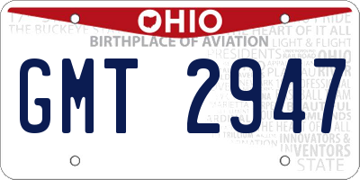 OH license plate GMT2947
