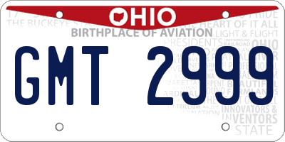 OH license plate GMT2999