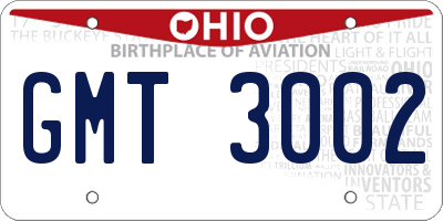 OH license plate GMT3002