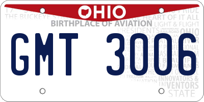 OH license plate GMT3006
