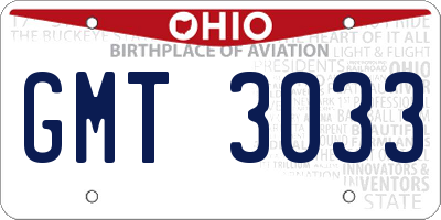 OH license plate GMT3033