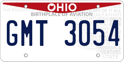 OH license plate GMT3054