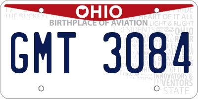 OH license plate GMT3084